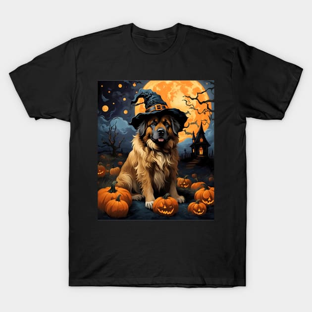 Aesthetic Halloween Leonberger Dog Witch Pumpkin Horror Nights Custom T-Shirt by Fox Dexter